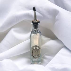 Oil Bottle w/Brushed Metal Decor Flower Bouquet