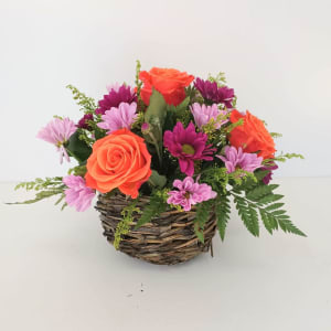 Basket in Bright and Uplifting Colors Flower Bouquet