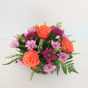 Basket in Bright and Uplifting Colors Flower Bouquet
