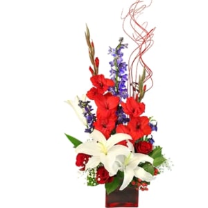 Victory Fireworks Vase Arrangement Flower Bouquet