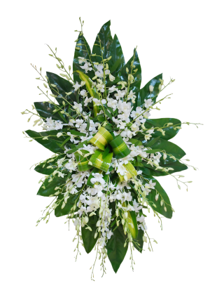 C-49 Corona de orquídeas con cinta impresa Flower Bouquet