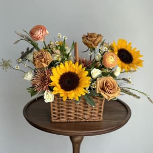 Golden Hour Basket Flower Arrangement Golden Hour Basket Flower Bouquet