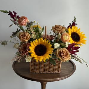 Golden Hour Basket Flower Arrangement Golden Hour Basket Flower Bouquet