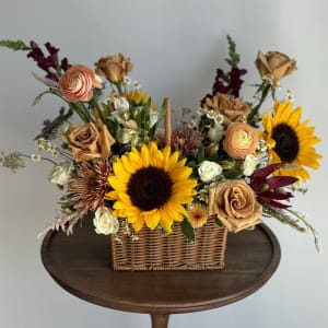 Golden Hour Basket Flower Arrangement Golden Hour Basket Flower Bouquet