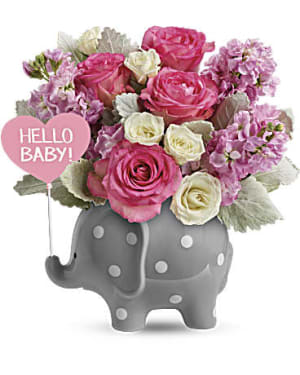Teleflora’s Hello Sweet Baby – Pink Flower Bouquet