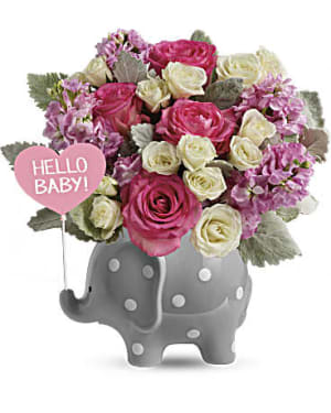 Teleflora’s Hello Sweet Baby – Pink Flower Bouquet