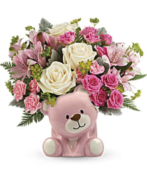 Teleflora’s Precious Pink Bear Bouquet Flower Bouquet