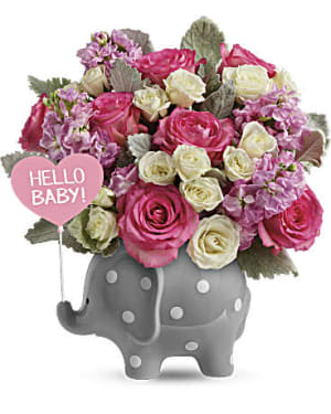 Teleflora’s Hello Sweet Baby – Pink Flower Bouquet