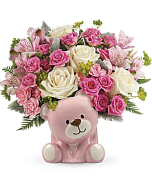 Teleflora’s Precious Pink Bear Bouquet Flower Bouquet
