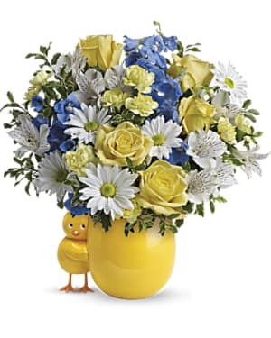 Teleflora’s Sweet Peep Bouquet – Baby Blue Flower Bouquet