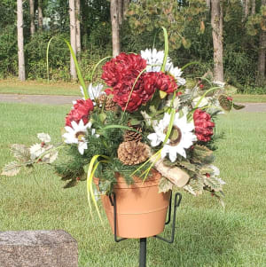 Holiday remembrance silk cemetery pot Flower Bouquet