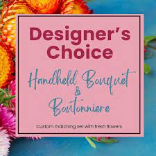 DESIGNERS CHOICE HANDHELD BOUQUET AND BOUTONNIERE Flower Bouquet