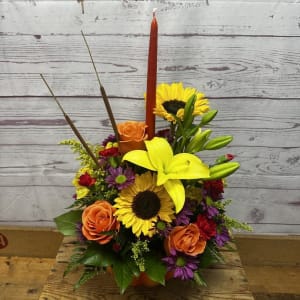 Pumpkin Patch Floral Arrangement In Pumpkin Flower Bouquet