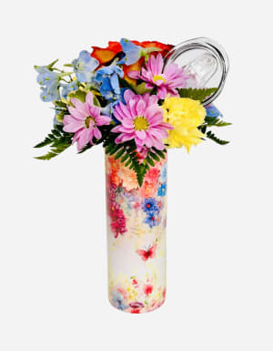 Painted Petals Insulated Tumbler and Flowers Flower Bouquet
