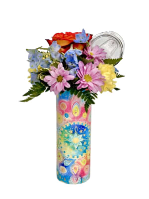 Painted Petals Insulated Tumbler and Flowers Flower Bouquet
