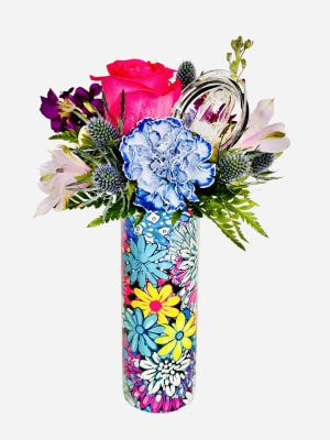 Painted Petals Insulated Tumbler and Flowers Flower Bouquet