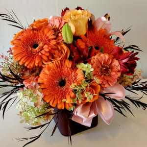 Autumn Harmony Cube Flower Arrangement Autumn Harmony Cube Flower Bouquet