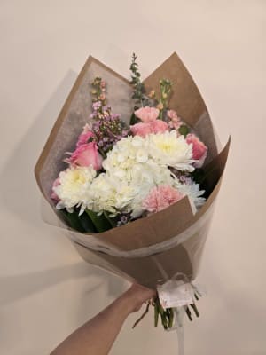PINK & WHITE WRAPPED BOUQUET Flower Bouquet