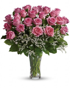 Make Me Blush - Dozen Long Stemmed Pink Roses Flower Bouquet