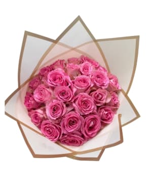 Dozen Pink Roses - Handwrapped