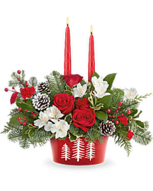 Teleflora's Evergreen Charm Centerpiece Flower Arrangement Teleflora's Evergreen Charm Centerpiece Flower Bouquet