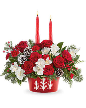 Teleflora's Evergreen Charm Centerpiece Flower Arrangement Teleflora's Evergreen Charm Centerpiece Flower Bouquet