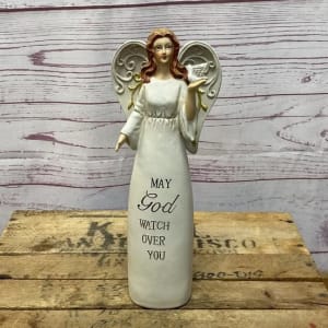 Etched Angel Figurine Flower Bouquet
