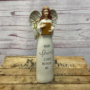 Etched Angel Figurine Flower Bouquet