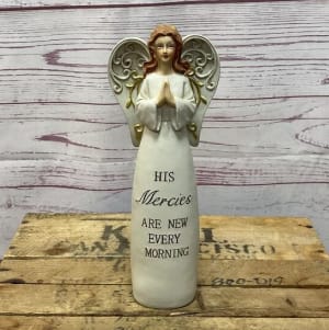 Etched Angel Figurine Flower Bouquet