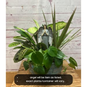 Etched Angel Figurine Flower Bouquet