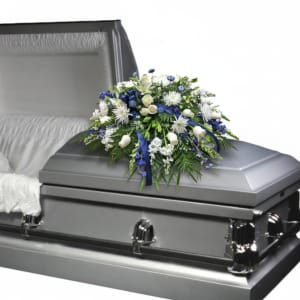 Blue and White Casket Spray