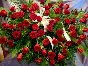 Red Rose Casket Cover Flower Bouquet