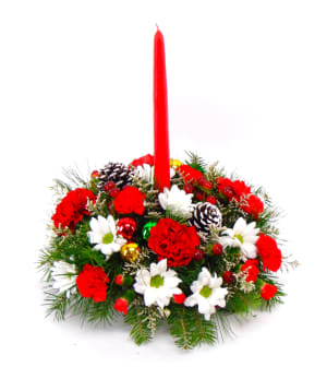 Cozy Candlelit Centerpiece Flower Bouquet