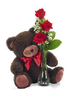Classic Roses with Teddy Bear