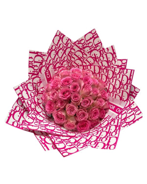 Pink Dior Buchon Flower Bouquet