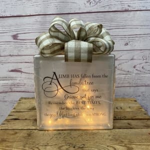 Family Tree Lighted Glass Block Flower Bouquet