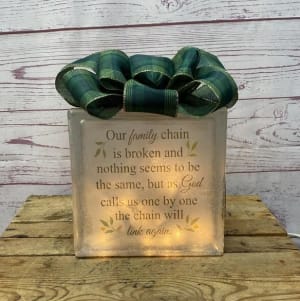 Family Chain Lighted Glass Block Flower Bouquet