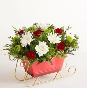 Dashing Through the Snow Sleigh Flower Bouquet