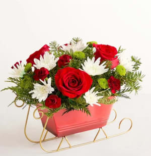 Dashing Through the Snow Sleigh Flower Bouquet