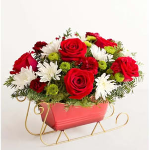 Dashing Through the Snow Sleigh Flower Bouquet
