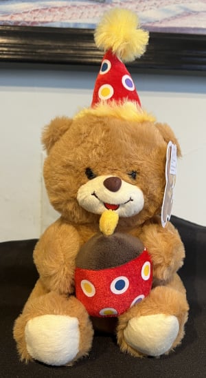 8" Bear Sings Happy Birthday Flower Bouquet