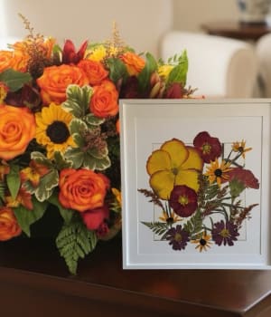 Framed Pressed Flowers Flower Bouquet
