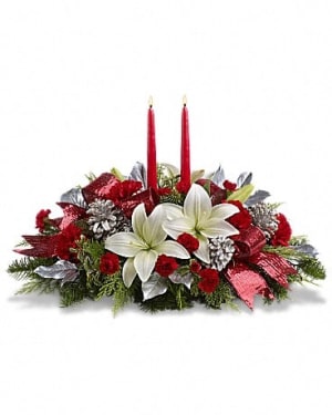 Lights of Christmas Centerpiece Flower Bouquet