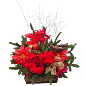 Christmas Cemetery Log Flower Bouquet