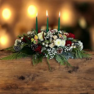 Christmas Long and Low Centerpiece Flower Bouquet