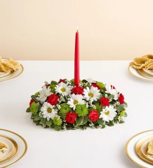 Season’s Greetings Centerpiece Flower Bouquet