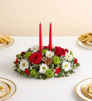 Season’s Greetings Centerpiece Flower Bouquet