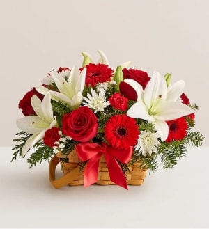 Fields Of Europe Christmas Basket Flower Bouquet