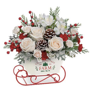 Christmas Winter White Sleigh Flower Bouquet