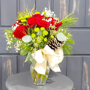 Roses and Pine Flower Bouquet